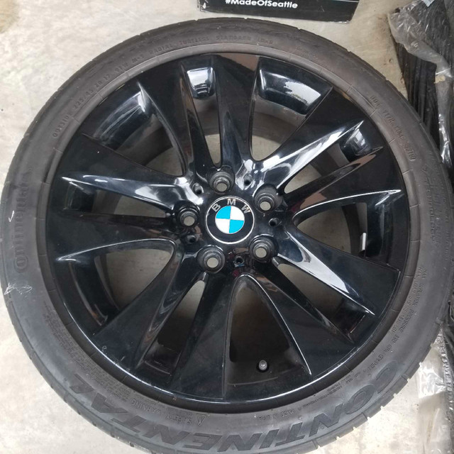 Four 17" BMW Alloy rims with Continental Extreme Contact Tires in Tires & Rims in Hamilton