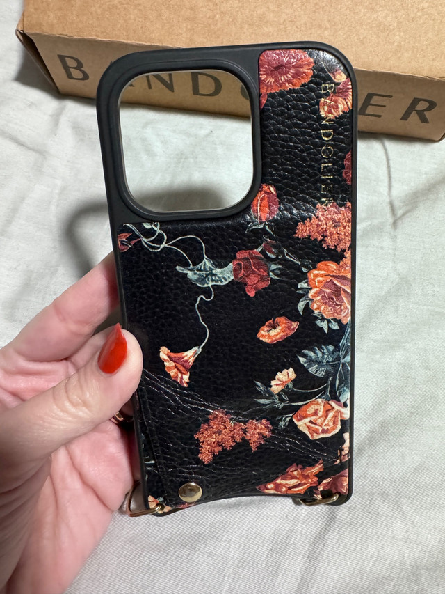BANDOLIER iPhone 14 Pro Bobby Floral Case + NWT Crossbody Strap in Cell Phone Accessories in Mississauga / Peel Region - Image 2