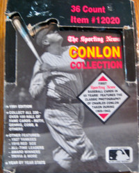 BOX OF CONLON 36 CT. UNOPENED BASEBALL CARDS & 1991 SWELL CARDS