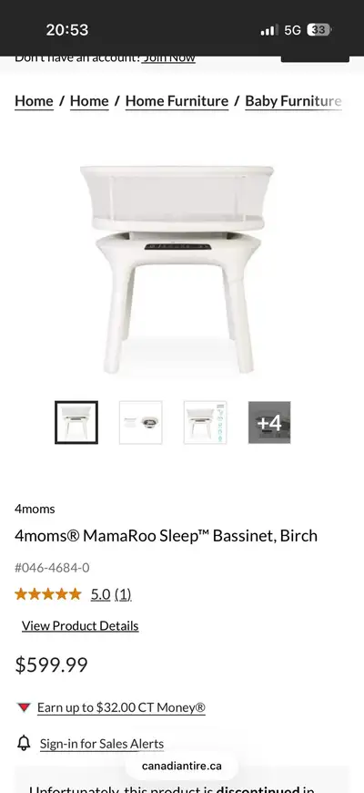 This 4moms MamaRoo Sleep Bassinet offers a soothing and safe sleep environment for your baby, featur...