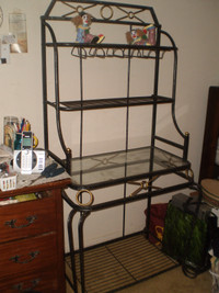 Baker's rack - wrought iron, with glass middle