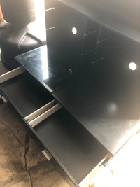 TV Stand ... black with 2 drawers and glass shelves