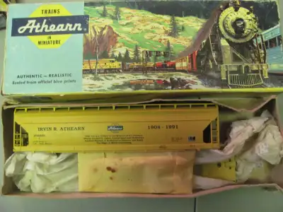 Very special commemorative plaque on a box car in honor to the company creator Mr. Ivin Athearn and...