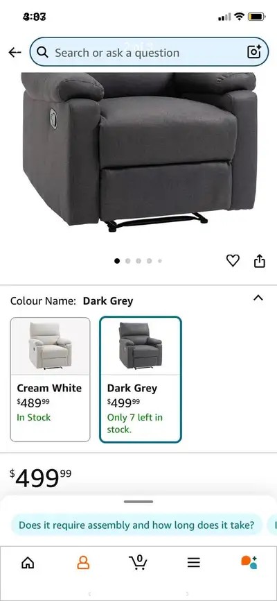 NEW grey recliner, View more