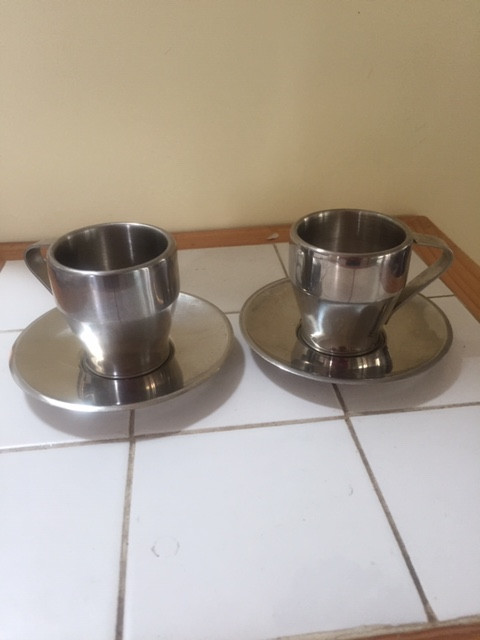Breville Cafe Roma stainless steel espresso cups-saucers x 2 in Coffee Makers in Norfolk County