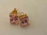 Pink Rose Quartz Sterling Silver Earrings - $40