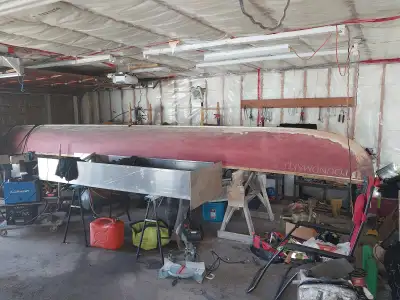 Comes with roll of fiberglass to finish it. Delivery not available, requires a trailer to pickup.