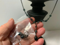 NECKLACE/EARRING set, “The Work Connection”,Black stones