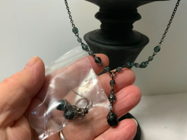 NECKLACE/EARRING set, “The Work Connection”,Black stones in Jewellery & Watches in Kitchener / Waterloo