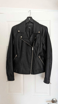 Reitmans Moto Jacket, Black Faux Leather, Medium