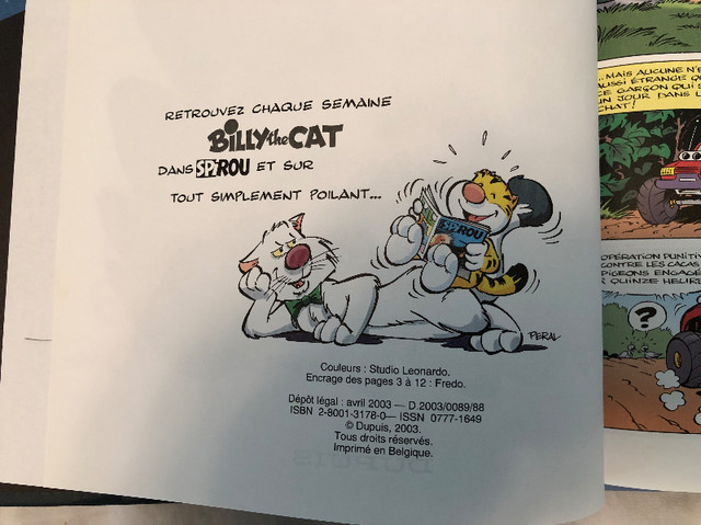Album BD avec dessin dédicace (Peral) de Billy the Cat dans Bandes dessinées  à Longueuil/Rive Sud - Image 3