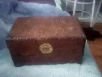 Hand carved wooden opium box