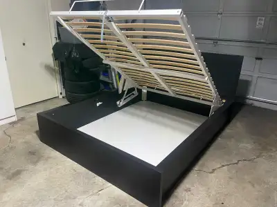 IKEA Queen Size Malm Pull Up Storage Lift Bed Black Brown, View more