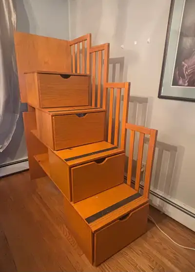 Wooden Bunk Bed with Integrated Storage stair trundle and built, View more