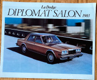 1983 La DODGE DIPLOMAT SALON AUTO BROCHURE FOR SALE