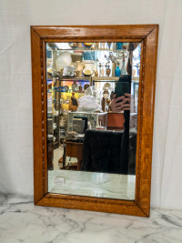 Antique Bevelled Mirror Oak Framed – Heavy Thick Glass