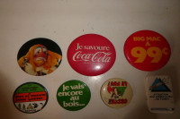 Lot de macarons vintage: Coca-Cola (5$), Big Mac (5$)Lot 15$