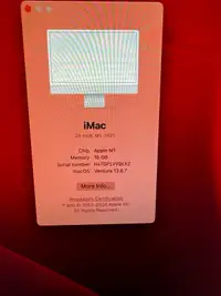 Upgraded Apple M1 24 Inch iMac 16/1TB AppleCare