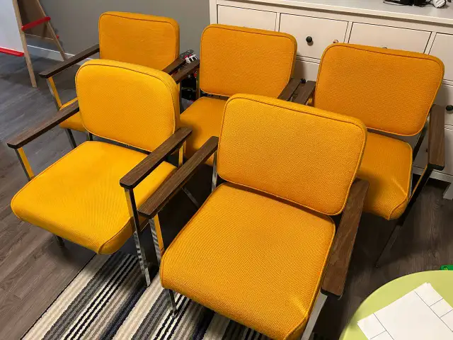 Five Soft Yellow Chairs, $75 for all 5628637387132191219