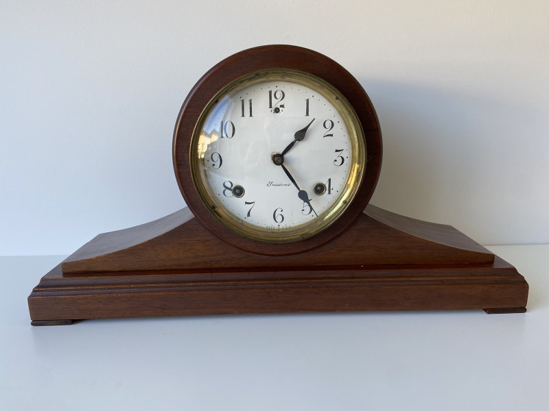 PENDING Antique Sessions Eight Day Time and Strike Mantle Clock Arts