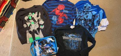 4 SIZE 6 LONG SLEEVE TRANSFORMER TSHIRTS THERMOS INSULATED LUNCH in Kids & Youth in Peterborough