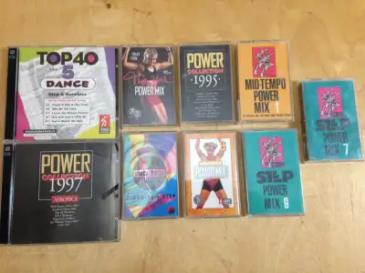 Lot of 2 Double CD's and 18 cassettes of workout aeroboic music, View more