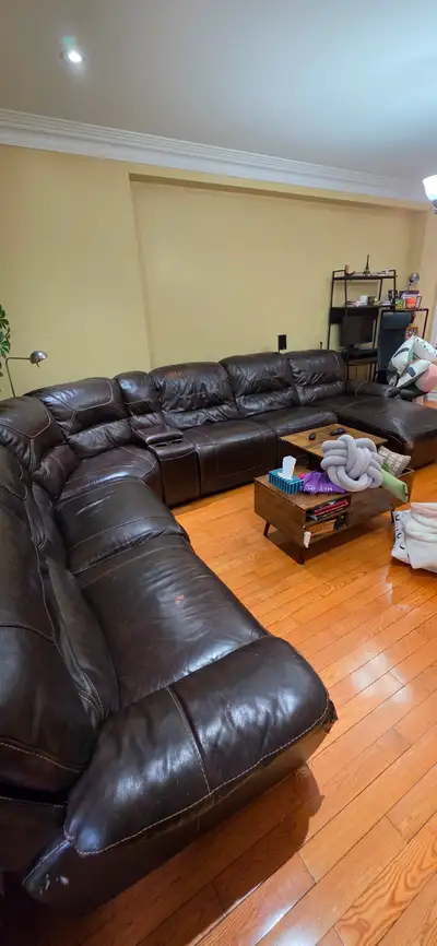 Brown sectional leather couch, View more