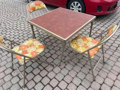 Vintage Card Table and Four Chairs, View more