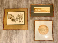 Set of 3 Signed Fine Art Lithograph Framed  Prints