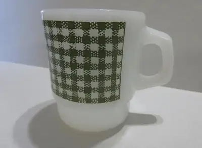 Vintage Fire King D Handle Gingham Design Mugs, View more