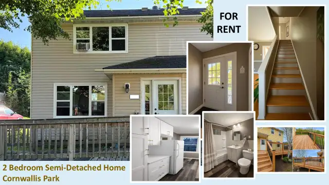 FOR RENT 2 Bedroom Semi-Detached Home - Cornwallis Park, NS