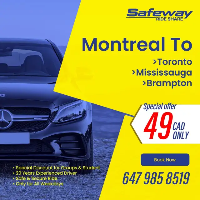 Weekday Rides B/W  Montreal-Toronto via Kingston, GTA63771522569091120