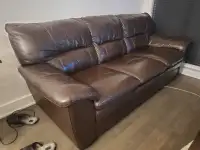 Leon's brown genuine leather couch