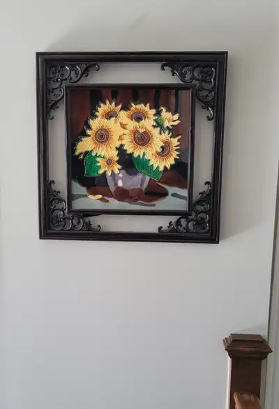 Peinture de tournesols sur vitrail Stained Glass Art Sunflowers, View more