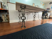 Antique marble and iron base table