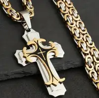 Mens chunky cross pendant and chain