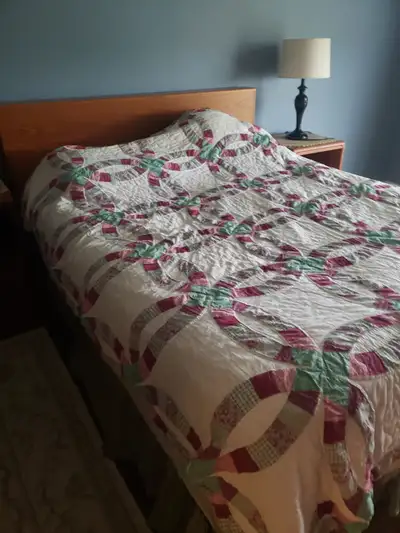 Queen Size Wooden Headboard and Metal Bed Frame, View more