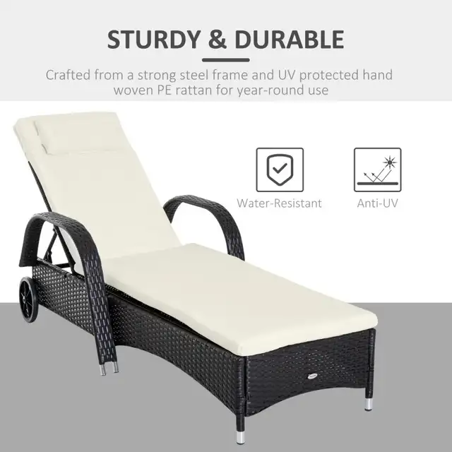 Wicker Chaise Lounge, Outdoor Lounge Chair, PE Rattan Patio Sun in Patio & Garden Furniture in Markham / York Region - Image 5