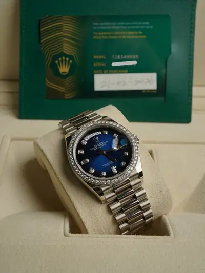 2026 Rolex Day-Date 36 128349RBR Blue Ombré Diamond Bezel, View more