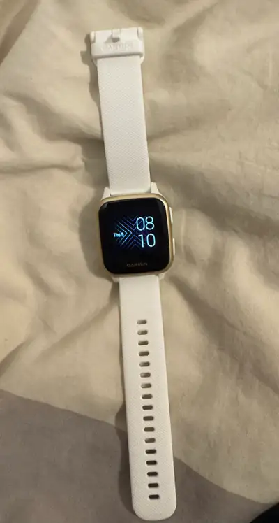 Garmin Venu Sq Smartwatch – White/Gold (Used, with Charger), View more