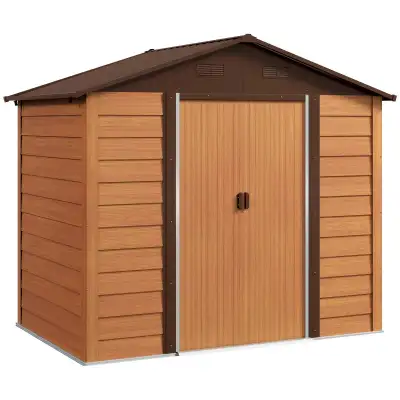 7.7' x 6.5' Outdoor Metal Garden Shed with Lock and Ventilation , View more
