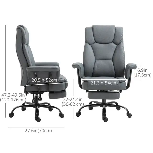 Swivel Reclining Office Chair with Ergonomic with Footrest, Grey in Chairs & Recliners in Markham / York Region - Image 2
