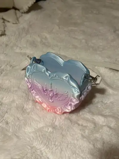 3D Printed Heart Bag – Blue Pink Gradient Crossbody Purse, View more