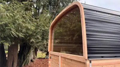 10 FT Premium Western Red Cedar Square Barrel Sauna – Panoramic Glass Design We build handcrafted ce...