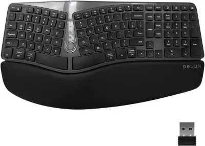 DELUX Wireless Multi-device Ergonomic Split Keyboard, Bluetooth, View more