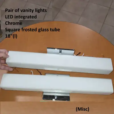 Light - Vanity Light, LED Integrated, Square Frost Glass, 18(l), View more