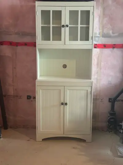 White Hutch / Cabinet with Glass Doors $195 OBO, View more