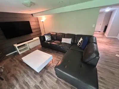 Black Faux Leather Sectional Sofa, View more