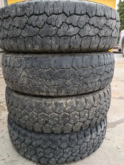 4 Used LT225/75R16 Cargo Van Tires. 2 of the tires are Goodyear Wrangler Trailrunner AT and 2 are To...
