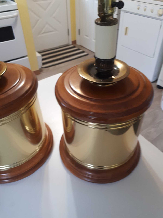 Vintage Set of Hardwood and Brass Lamps.. in Home Décor & Accents in New Glasgow - Image 2